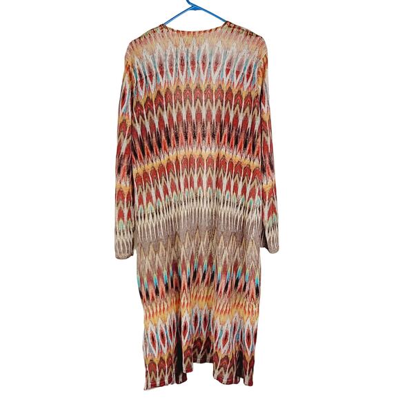 Chico's southwestern open front lightweight duster cardigan Size L Boho Western - Picture 2 of 7